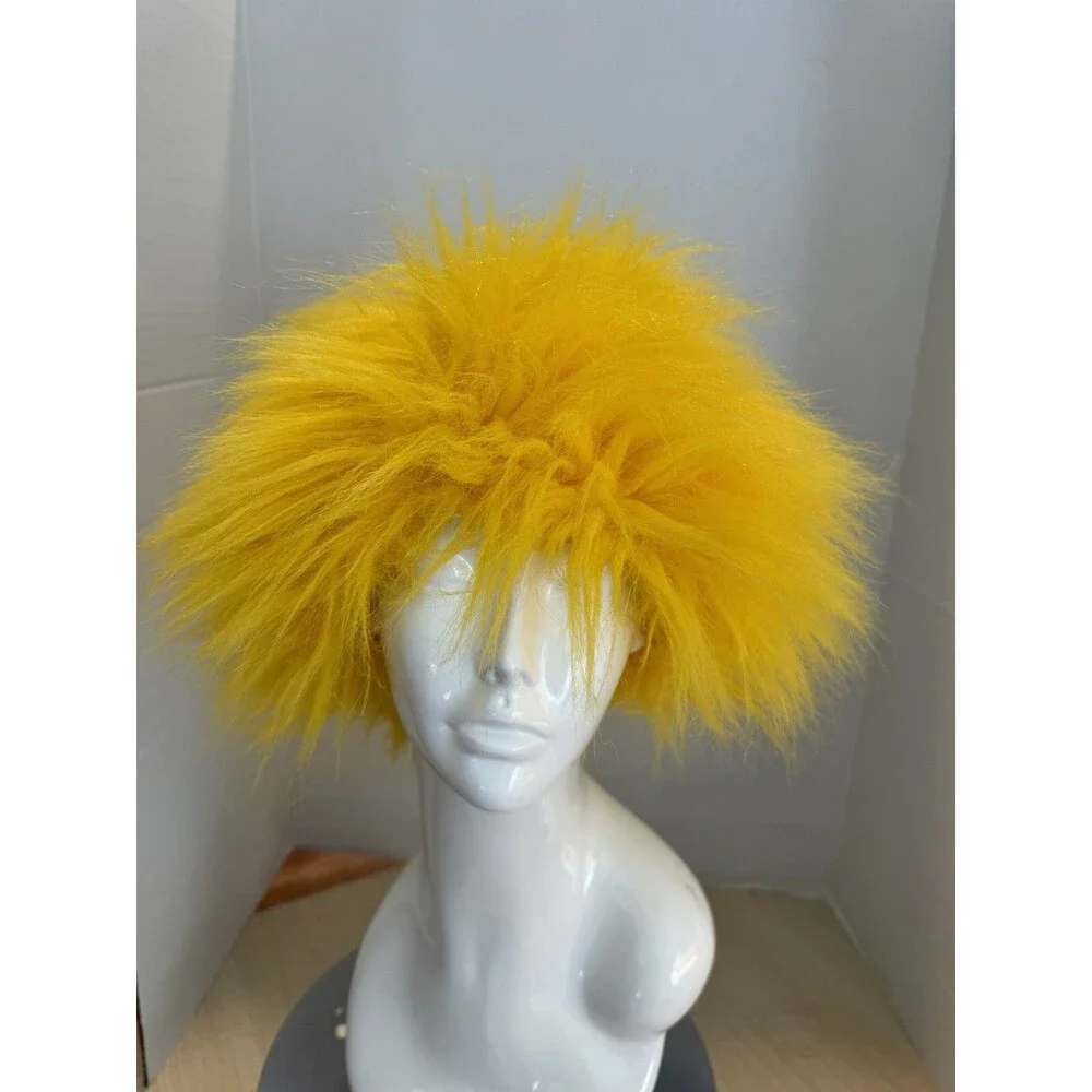 Funky Punk Yellow Wig  Mascot Factory Adult Lined Spiky